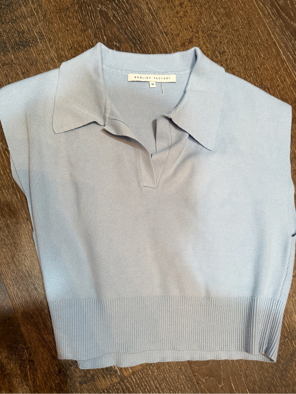 English Factory Pale Blue Knit Polo Tank M
